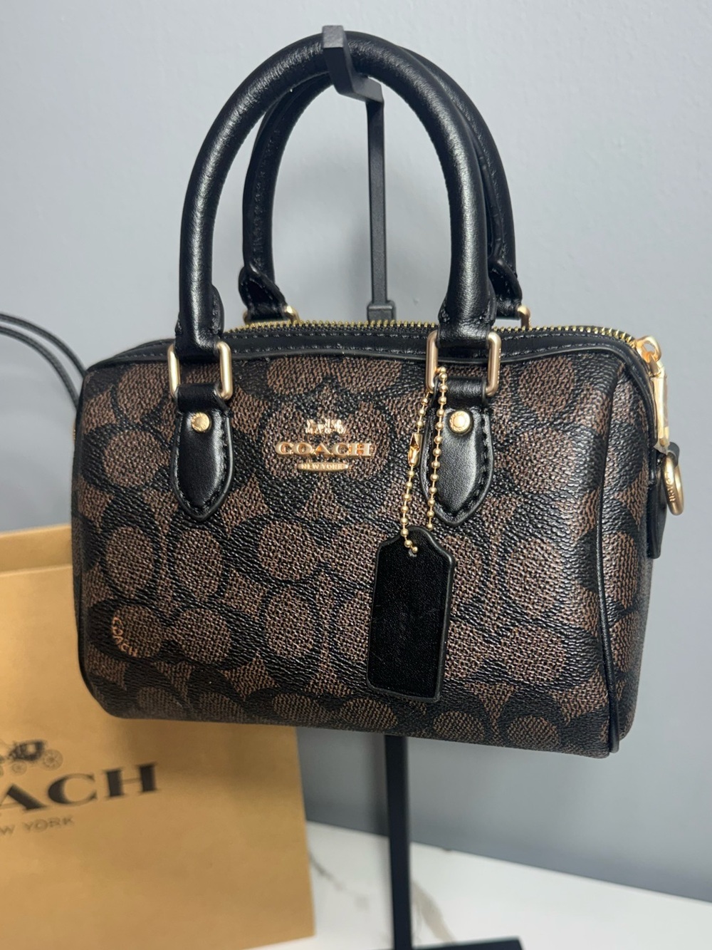 Coach Brown & Black Signature Mini Satchel